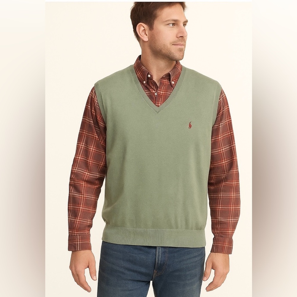 Polo Ralph Lauren 100% Pima Cotton V-Neck sweater vest. Size 3XB BIG. NN